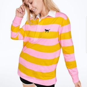 VS Pink Rugby Long Sleeve Tee Stripe